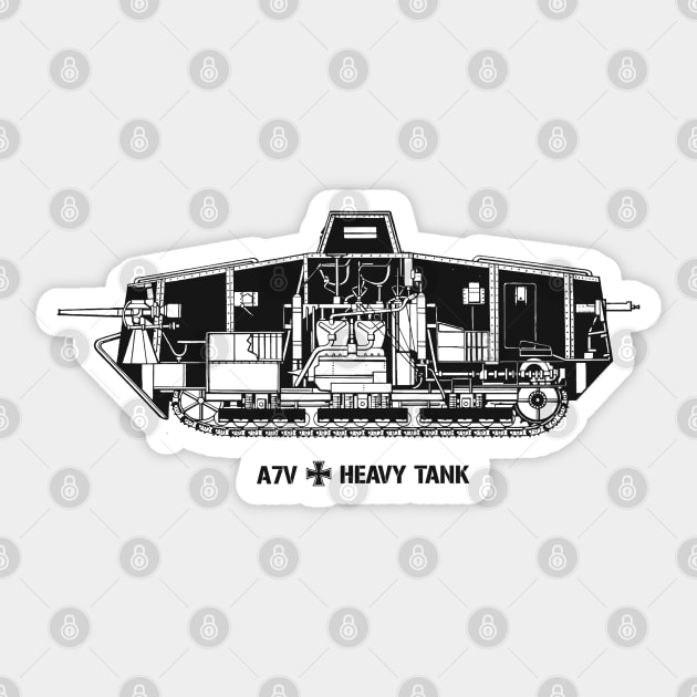 A7V Heavy Tank - WW1 Sticker by Distant War